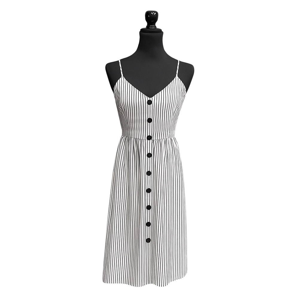 ATM Anthony Thomas Melillo Linen Blend Striped Button Front Midi Dress | Size SP